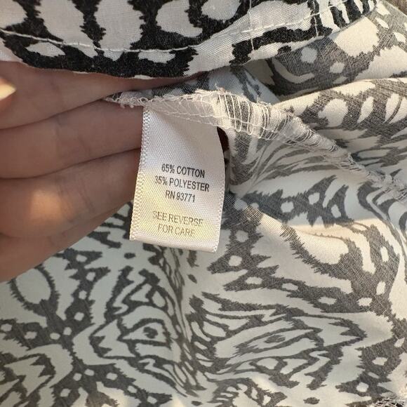 Kaktus Top Petite Large Black White Geometric Boho Artsy Tribal Keyhole Button - Picture 10 of 12